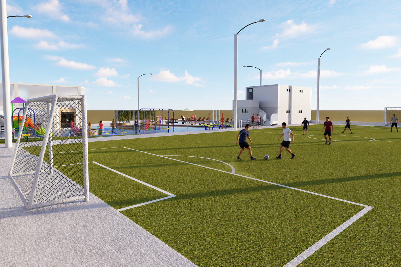 Cancha y áreas recreativas del club house en Asia